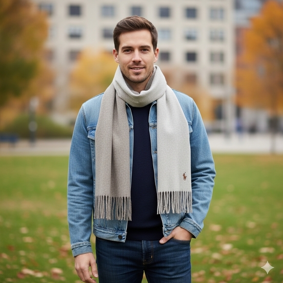 Polo Ralph Lauren Other - Polo by Ralph Lauren Beige Tan Ivory Italy Scarf Fringe